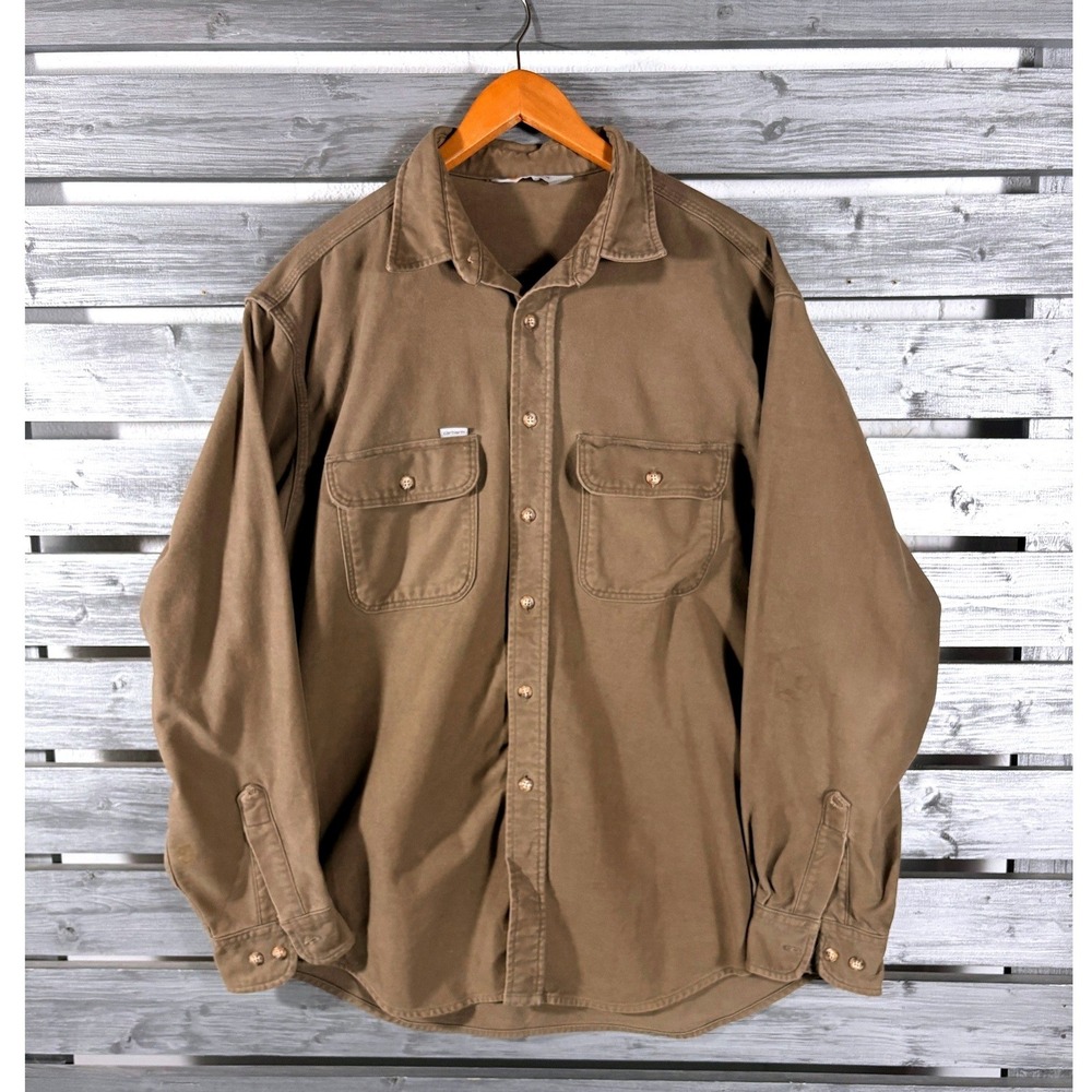 Vtg 90s Carhartt Rugged Outdoor Wear Canvas Long Sleeve Shirt Mens XL heavweight